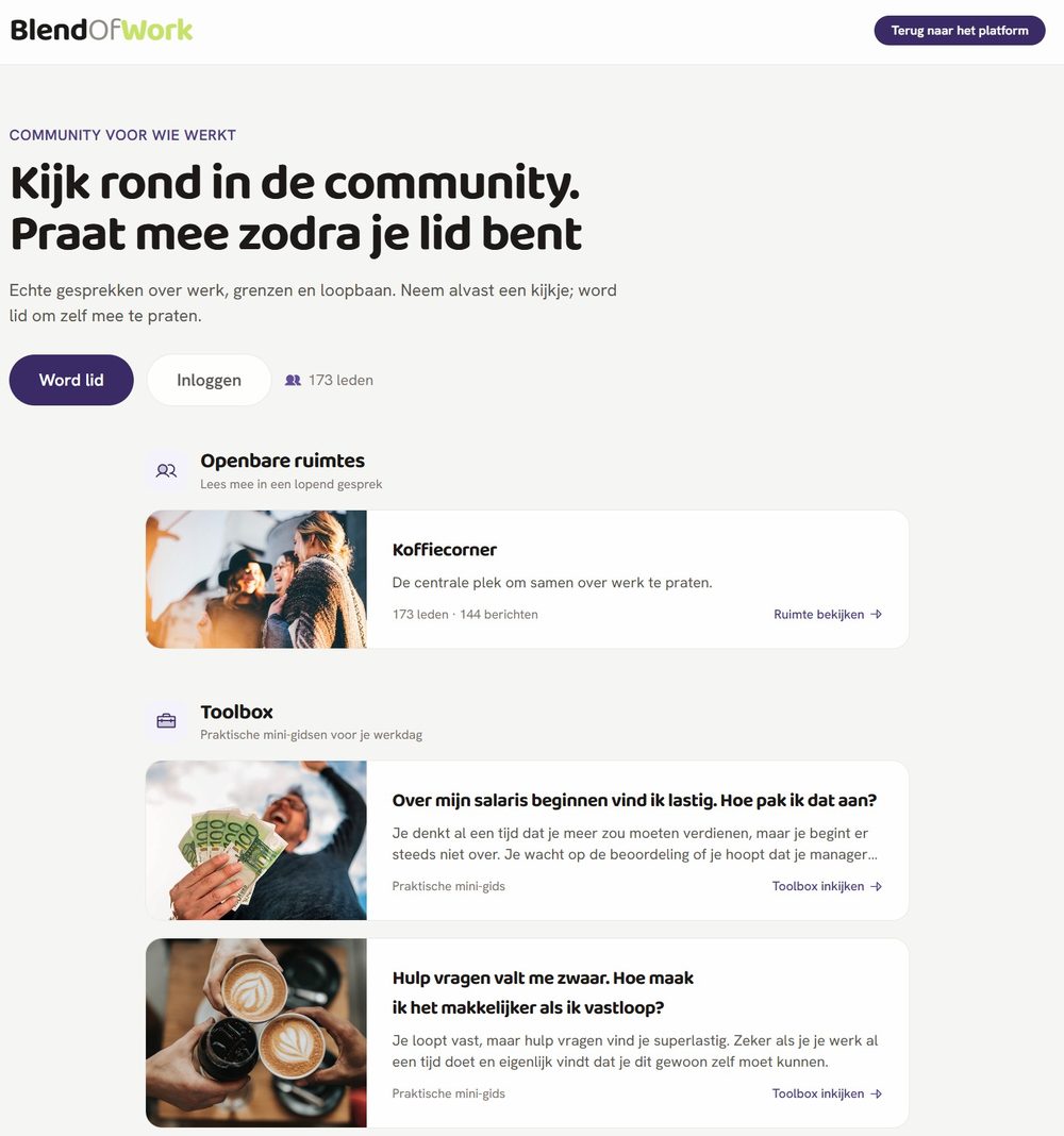 Communitypagina van Blendofwork